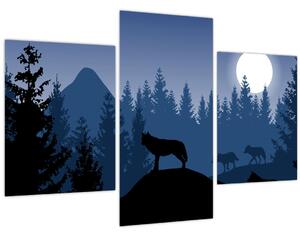 Obraz - Svorka vlkov za splnu (90x60 cm)
