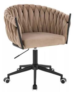 LuxuryForm DESIGN Stolička NORDEN VELUR na čiernej podstave s kolieskami - latte