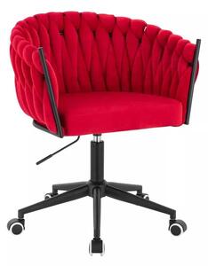 LuxuryForm DESIGN Stolička NORDEN VELUR na čiernej podstave s kolieskami - červená