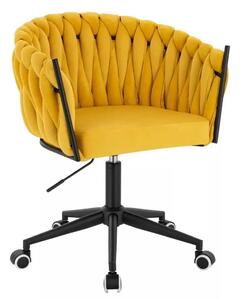 LuxuryForm DESIGN Stolička NORDEN VELUR na čiernej podstave s kolieskami - žltá