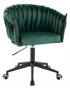 LuxuryForm DESIGN Stolička NORDEN VELUR na čiernej podstave s kolieskami - zelená