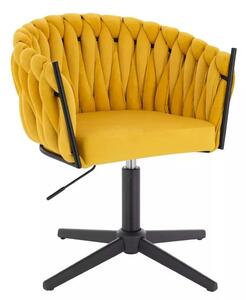 LuxuryForm DESIGN Stolička NORDEN VELUR na čiernom kríži - žltá