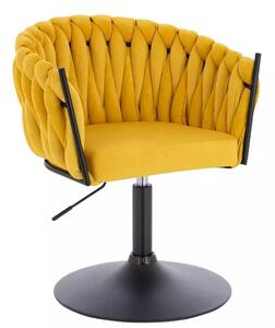 LuxuryForm DESIGN Stolička NORDEN VELUR na čiernom tanieri - žltá