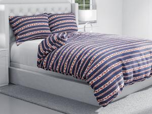Biante Bavlnené posteľné obliečky Sandra SA-418 Ružičky na tmavo modrom bodkovanom Dvojlôžko francúzske 240x200 a 2ks 70x90 cm