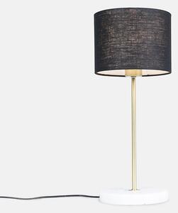 Mosadzná stolová lampa s čiernym tienidlom 20 cm - Kaso