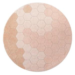 Svetloružový prateľný ručne tkaný bavlnený okrúhly koberec ø 140 cm Honeycomb Rose – Lorena Canals