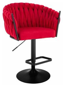 LuxuryForm DESIGN Barová stolička NORDEN VELUR na čiernom tanieri - červená