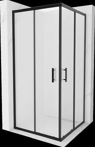 Mexen Rio, štvorcový sprchovací kút s posuvnými dverami 90(dvere) x 90(dvere) x 190 cm, 6mm sklo námraza, čierny profil, 860-090-090-70-30