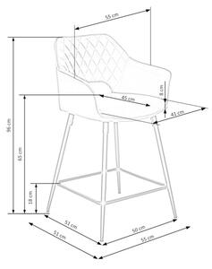 Barová stolička KERINA, 55x96x51, sivá