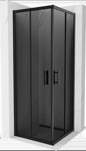 Mexen Rio, štvorcový sprchovací kút s posuvnými dverami 70(dvere) x 70(dvere) x 190 cm, 6mm šedé sklo, čierny profil, 860-070-070-70-40