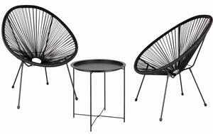 Dekorstudio Záhradný set Acapulco 2 stoličky + 1 stolík – čierny