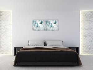 Obraz - Modré motýliky (120x50 cm)