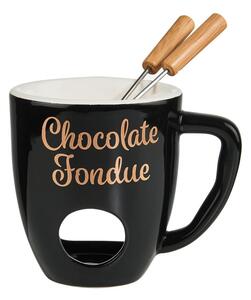 CHOCOLATE FONDUE Hrnček se 2 vidličkami - čierna