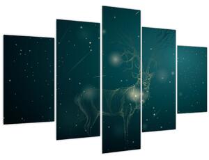 Obraz - Magický jeleň v noci (150x105 cm)