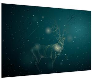 Obraz - Magický jeleň v noci (90x60 cm)