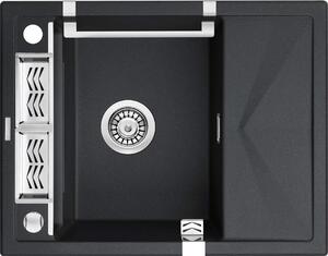 Deante Magnetic, granitový drez na dosku 640x500x219 mm Z/KO, 3,5" + priestorovo úsporný sifón, 1-komorový, grafitová metalíza, ZRM_G11A