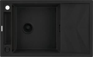 Deante Magnetic, granitový drez na dosku 820x500x219 mm Z/O, 3,5" + priestorovo úsporný sifón, 1-komorový, čierna, ZRM_N113