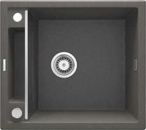 Deante Magnetic, granitový drez na dosku 560x500x219 mm, 3,5" + priestorovo úsporný sifón, 1-komorový, antracitová metalíza, ZRM_T103