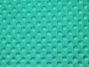 Detská látka Minky 3D bodky MKP-047 Tyrkysovo zelená - šírka 150 cm