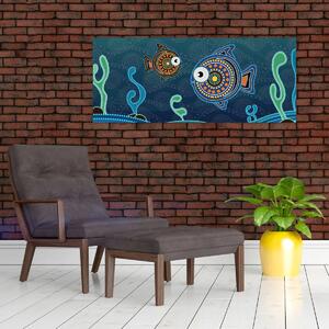 Obraz - Maľované rybičky (120x50 cm)