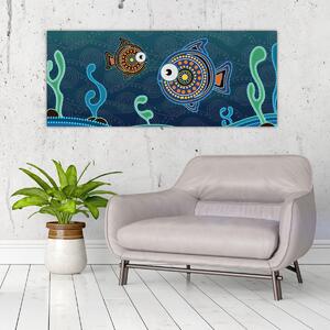 Obraz - Maľované rybičky (120x50 cm)