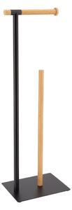 Stojan na toaletný papier Black Bamboo, čierna/s drevenými prvkami