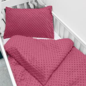 Biante Detské posteľné obliečky do postieľky Minky TOP 3D bodky MKP-057 Ostružinové Do postieľky 90x120 a 40x60 cm