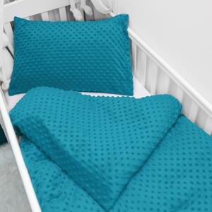 Biante Detské posteľné obliečky do postieľky Minky TOP 3D bodky MKP-056 Morská modrá Do postieľky 90x120 a 40x60 cm