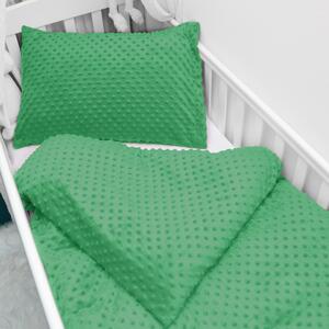 Biante Detské posteľné obliečky do postieľky Minky TOP 3D bodky MKP-054 Sýto zelené Do postieľky 90x120 a 40x60 cm