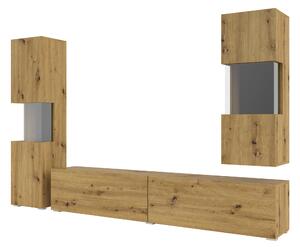 Obývacia stena Avernic Typ 10 (čierna + dub artisan). Vlastná spoľahlivá doprava až k Vám domov. 1042057