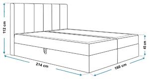 Boxspringová manželská posteľ BINDI 1 - 160x200, svetlo šedá