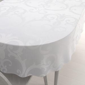 Biante Dekoračný oválny obrus Monako PM-125 Veľký zámocký vzor biely 60x100 cm