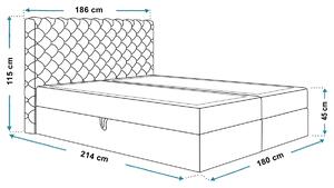 Boxspringová manželská posteľ BRUNA 2 - 180x200, šedá
