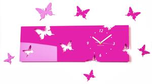 Dekorstudio Moderné hodiny na stenu Ružové motýle