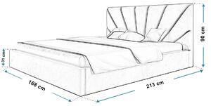 Čalúnená manželská posteľ GITEL - 160x200, svetlo šedá