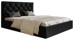 Čalúnená manželská posteľ HANELE - 140x200, čierna