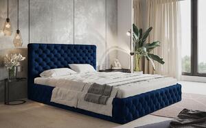 Čalúnená manželská posteľ KESIA - 160x200, tmavo modrá
