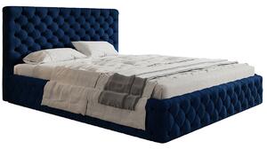 Čalúnená manželská posteľ KESIA - 160x200, tmavo modrá