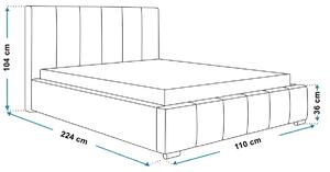 Čalúnená jednolôžková posteľ LORAIN - 90x200, tmavo modrá