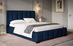 Čalúnená manželská posteľ LORAIN - 160x200, tmavo modrá