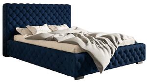 Čalúnená manželská posteľ MARILOU - 140x200, tmavo modrá