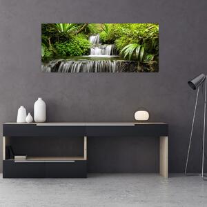 Obraz - Vodopád v dažďovom lese (120x50 cm)