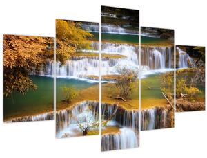 Obraz - Vodopády Huay Mae Khamin, Thajsko (150x105 cm)
