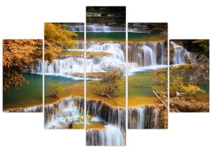 Obraz - Vodopády Huay Mae Khamin, Thajsko (150x105 cm)
