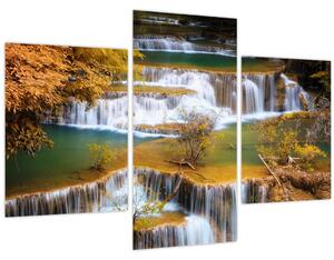 Obraz - Vodopády Huay Mae Khamin, Thajsko (90x60 cm)