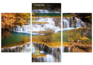 Obraz - Vodopády Huay Mae Khamin, Thajsko (90x60 cm)