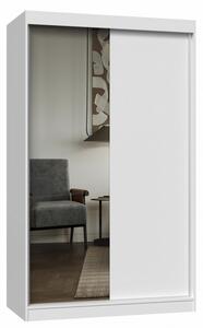 Šatníková skriňa 120 cm so zrkadlom RANNO 7 - biela
