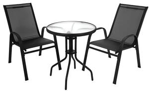 Gardlov 27568 Balkonový set stůl + 2 židle, černý