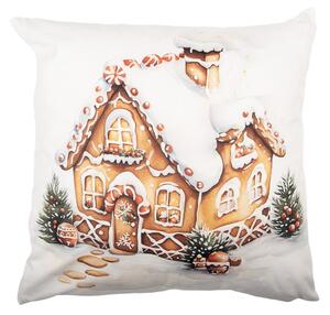 Biela obliečka na vankúš s perníkovou chalúpkou - 45*45 cm - Clayre & Eef