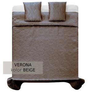 Tutumi Verona, saténový prehoz na posteľ 2,2x2,4m + obliečky na vankúš, béžová, NAZ-00517